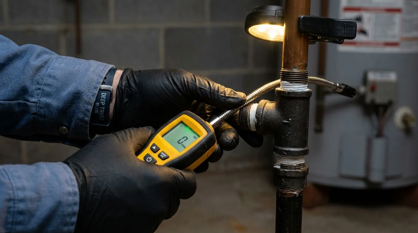 Gas leak detection with electronic sniffer by Johns Plumbing LLC in Mena